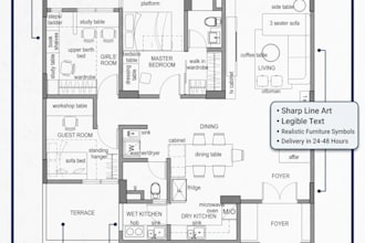 draw 2d interior floor plans and furniture layouts  in autocad