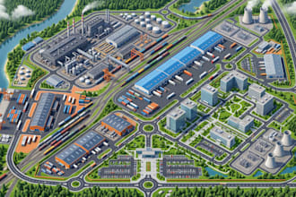create industrial park map, business park map  and factory location guide