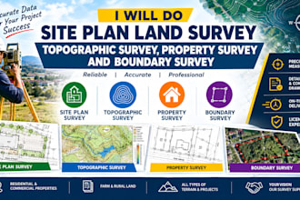 do site plan land survey topographic survey, property survey and boundary survey