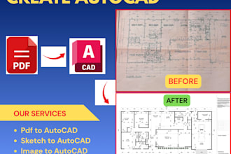 convert PDF, hand sketch to autocad drawing