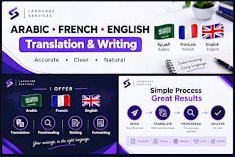 translate and write in arabic, french, and english