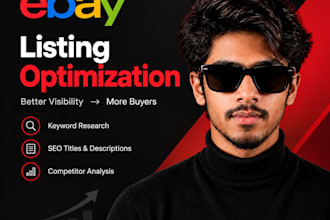 do ebay listing optimization with SEO titles keywords and descriptions