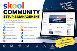setup skool online community, skool community manager, skool course creation