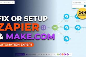 fix or setup zapier automation, zap integration and make com automation