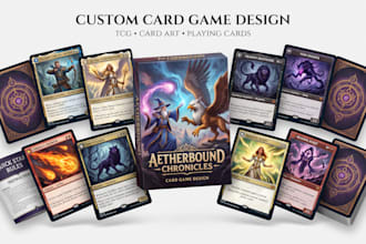 l design a custom card game, playing card and trading card game