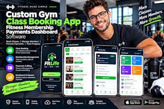 custom gym class booking app fitness membership app payments dashboard software