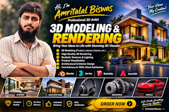 create 3d rendering interior, exterior house, apartment