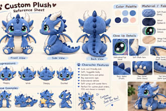 create custom plush toy, plushie sewing pattern and knitting stuffed toy PDF