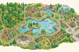 create botanical garden map, arboretum map  and garden visitor guide