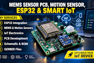mems sensor pcb, motion sensor, esp32 mcu and smart iot electronics