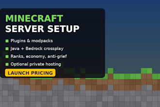 set up and configure your minecraft server with plugins, mods and crossplay