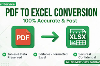convert pdf and image to excel accurately in 2 hours