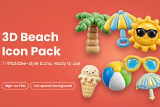 provide an exclusive 3d glass beach and summer icon pack