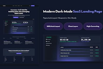 design a modern dark mode saas landing page in figma using auto layout