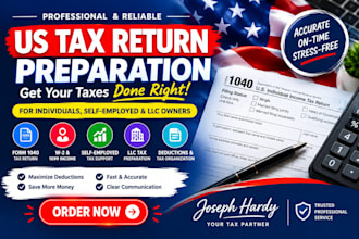 prepare US tax return 1040 for self employed and llc owners