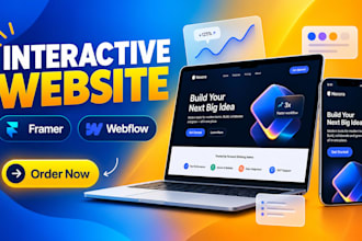 design an interactive landing page framer webflow one page website