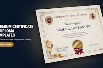 design high school diploma certificate, college transcript, homeschool award ged