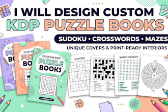 design custom kdp puzzle books with sudoku and crosswords
