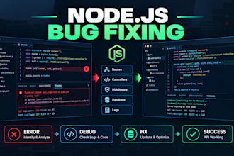 fix node js bugs, errors and backend issues