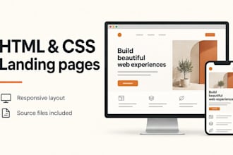 build a responsive landing page with HTML CSS and javascript