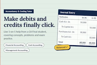 tutor you in accountancy and costing with clear step by step guidance