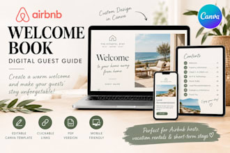 design a professional canva airbnb digital guest guide and welcome book