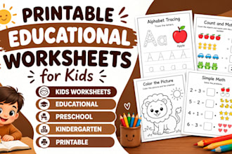 design printable educational worksheet for kids preschool