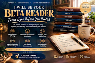 professionally beta read romance beta read fantasy beta read thriller, horror