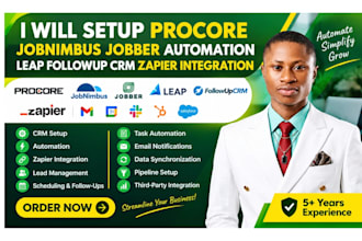 setup procore jobnimbus jobber automation leap followup CRM zapier integration
