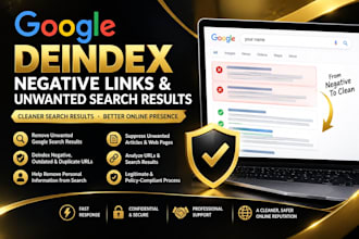 deindex negative links and unwanted google search results