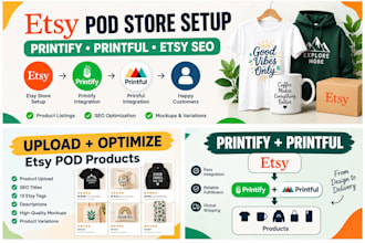 set up etsy pod store with printify, printful and etsy SEO