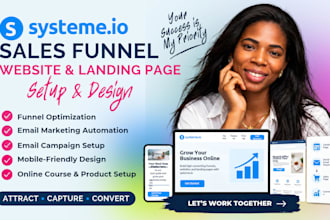 setup systeme io sales funnel, systeme io website and systeme io landing page