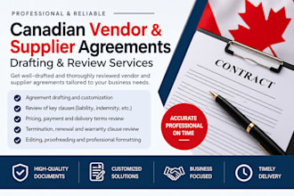 draft and review canadian vendor and supplier agreements