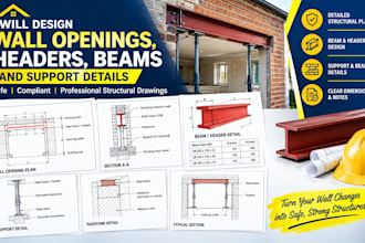 design new wall openings, headers, beams and support details