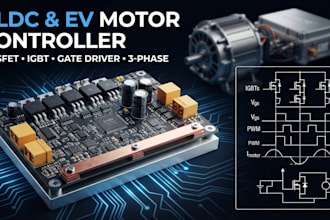 design  bldc motor controller, ev controller with igbt, mosfet, and gate driver