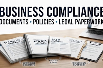 prepare business compliance documents policies and legal paperwork