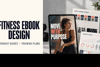 design fitness ebook, workout guide, wellness workbook and PDF