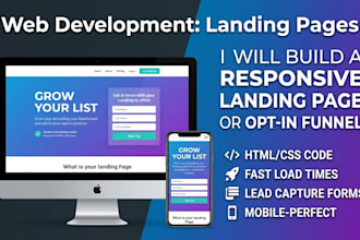 build a responsive landing page or opt in funnel in HTML CSS