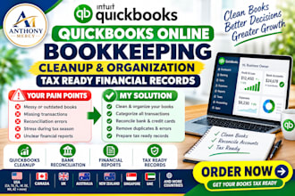 clean up quickbooks online bookkeeping and prepare tax ready financial records