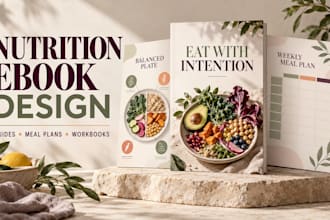 design nutrition ebook, meal plan, recipe guide and wellness workbook