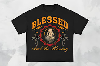 design unique catholic and christian t shirt graphics for pod