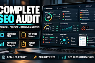 full SEO audit for technical, on page and search issues