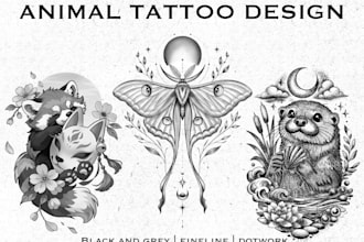 make black and white animal tattoo design