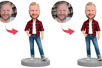create a custom 3d bobblehead model, 3d character and collectible figure