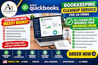 clean up quickbooks online bookkeeping and prepare tax ready financial records