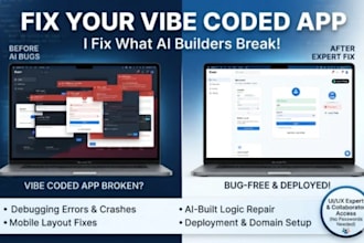 fix your vibe coded app, debug ai generated code and deploy it