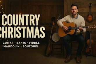 record country christmas guitar, banjo, fiddle, mandolin, and bouzouki