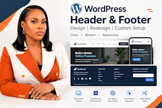 design or redesign a professional wordpress header and footer