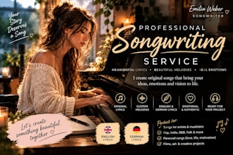 be your female songwriter, lyricist and melody maker for original songs