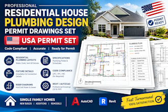 do USA residential house plumbing design permit drawings set